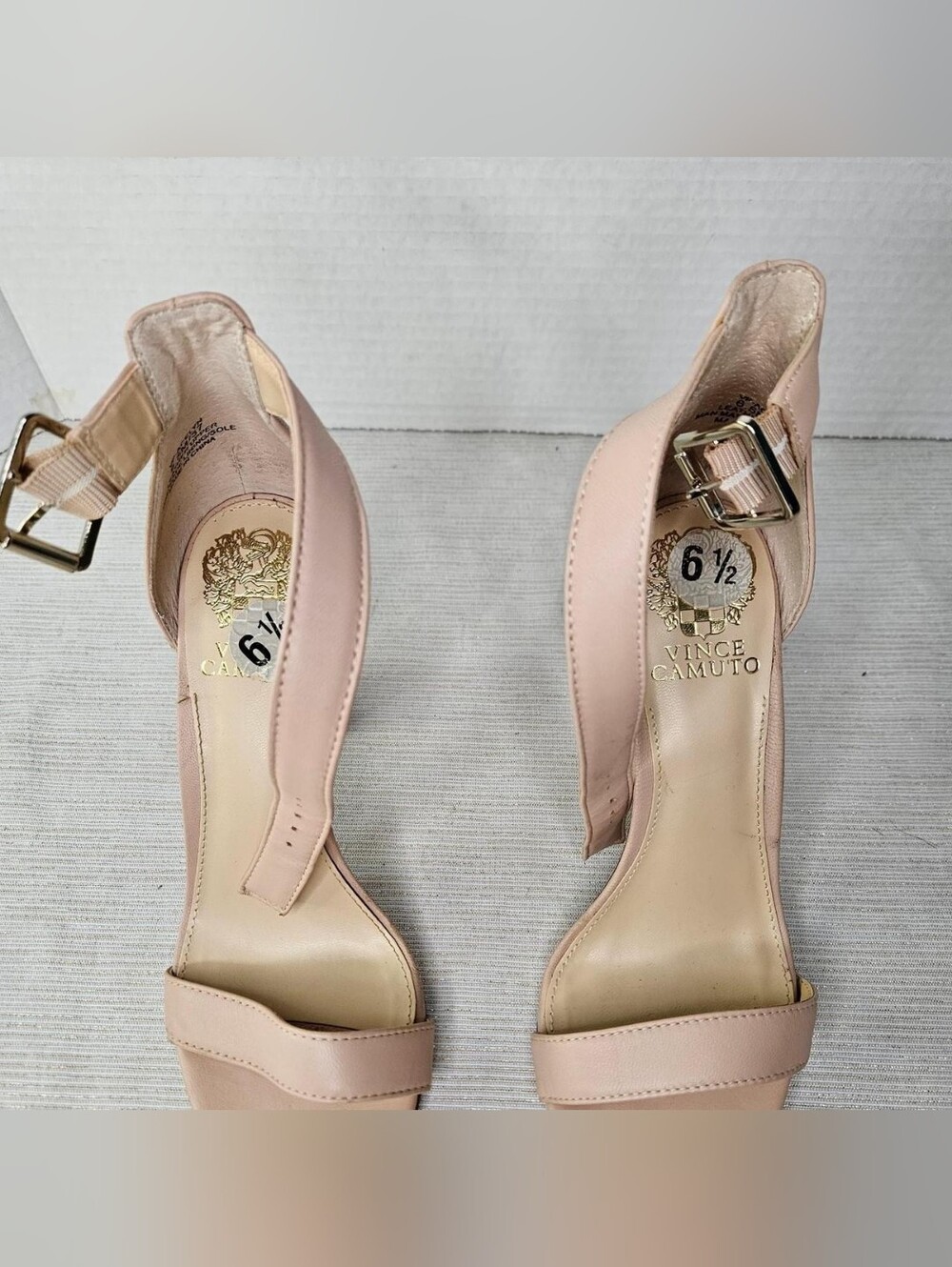 Vince Camuto Blush Pink Ankle-Strap Block Heel Sandals - Picture 4 of 6